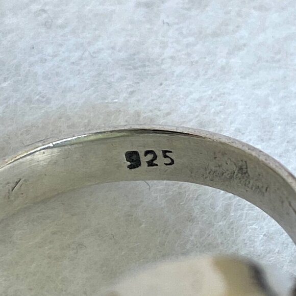 Sterling Silver 925 Oval Bezel Set Green Chalcedony Quartz Leaf Ring Sz 8.5 - Picture 8 of 16